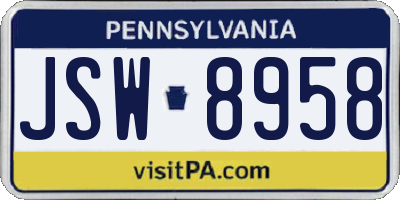 PA license plate JSW8958