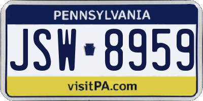 PA license plate JSW8959
