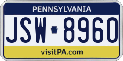 PA license plate JSW8960