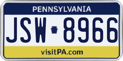 PA license plate JSW8966