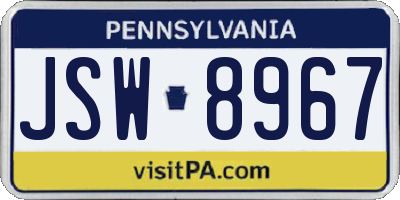 PA license plate JSW8967