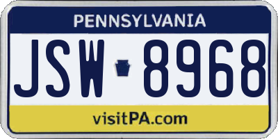PA license plate JSW8968