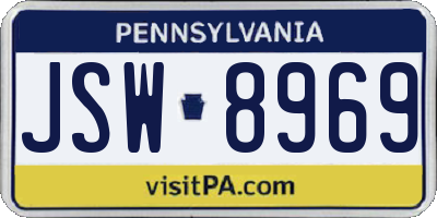 PA license plate JSW8969