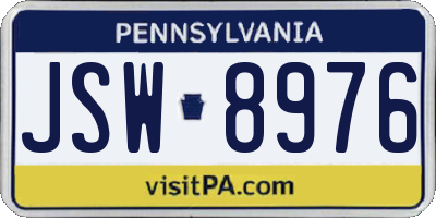 PA license plate JSW8976