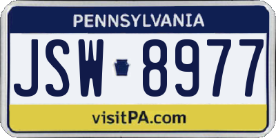 PA license plate JSW8977