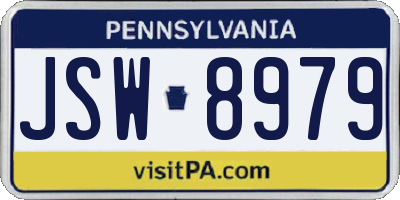 PA license plate JSW8979