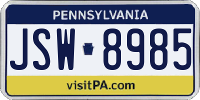 PA license plate JSW8985