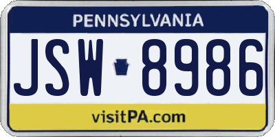 PA license plate JSW8986