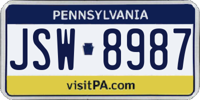 PA license plate JSW8987