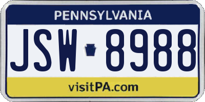 PA license plate JSW8988