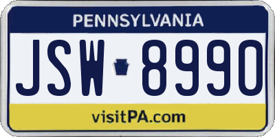 PA license plate JSW8990