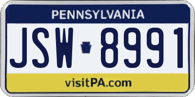 PA license plate JSW8991