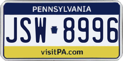 PA license plate JSW8996