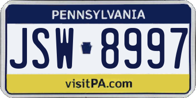 PA license plate JSW8997