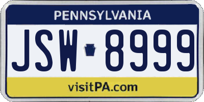 PA license plate JSW8999