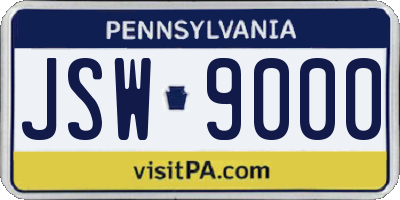 PA license plate JSW9000