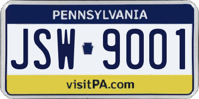 PA license plate JSW9001