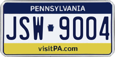PA license plate JSW9004