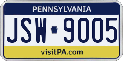 PA license plate JSW9005