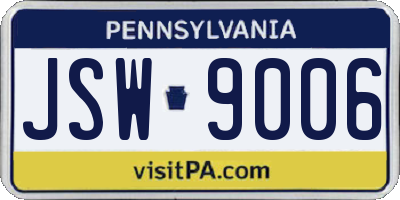 PA license plate JSW9006