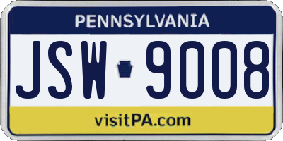 PA license plate JSW9008