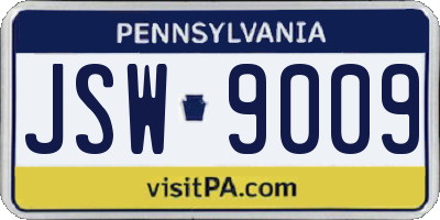 PA license plate JSW9009