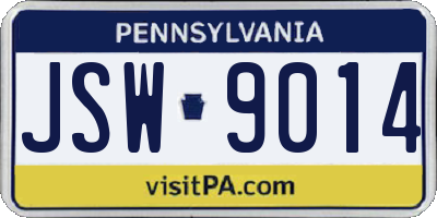 PA license plate JSW9014