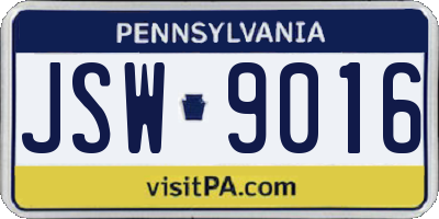 PA license plate JSW9016