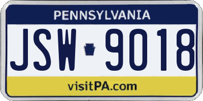 PA license plate JSW9018