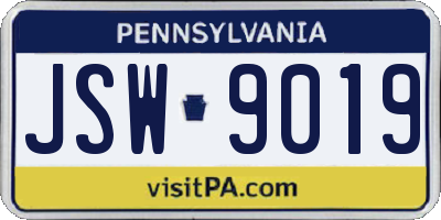PA license plate JSW9019