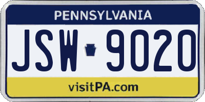 PA license plate JSW9020