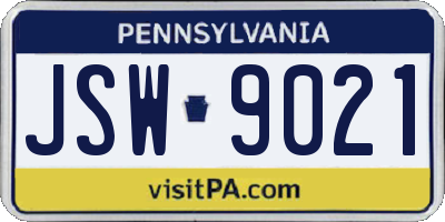 PA license plate JSW9021