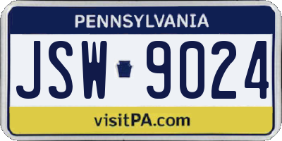PA license plate JSW9024