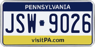 PA license plate JSW9026