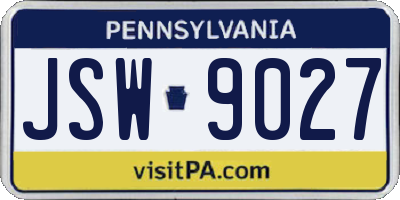 PA license plate JSW9027