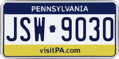 PA license plate JSW9030