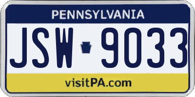 PA license plate JSW9033