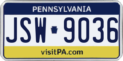 PA license plate JSW9036