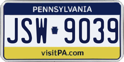 PA license plate JSW9039