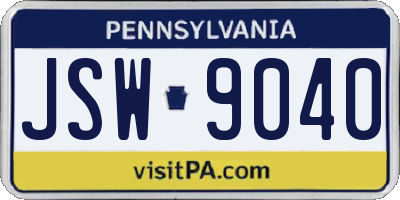 PA license plate JSW9040