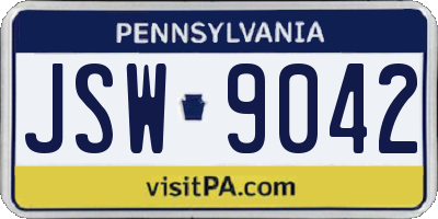 PA license plate JSW9042