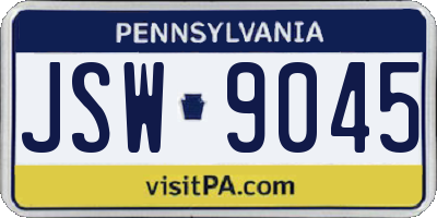 PA license plate JSW9045