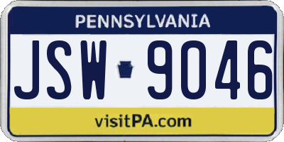 PA license plate JSW9046