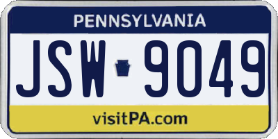 PA license plate JSW9049