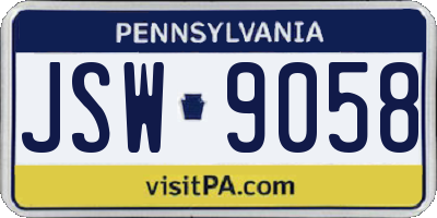 PA license plate JSW9058