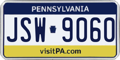 PA license plate JSW9060
