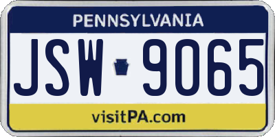 PA license plate JSW9065