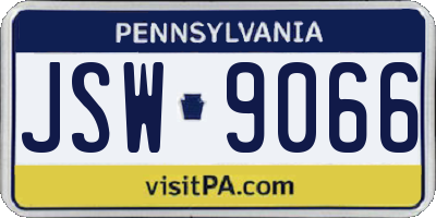 PA license plate JSW9066