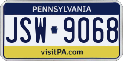 PA license plate JSW9068