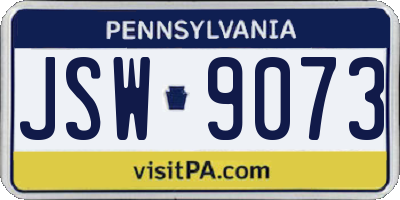 PA license plate JSW9073